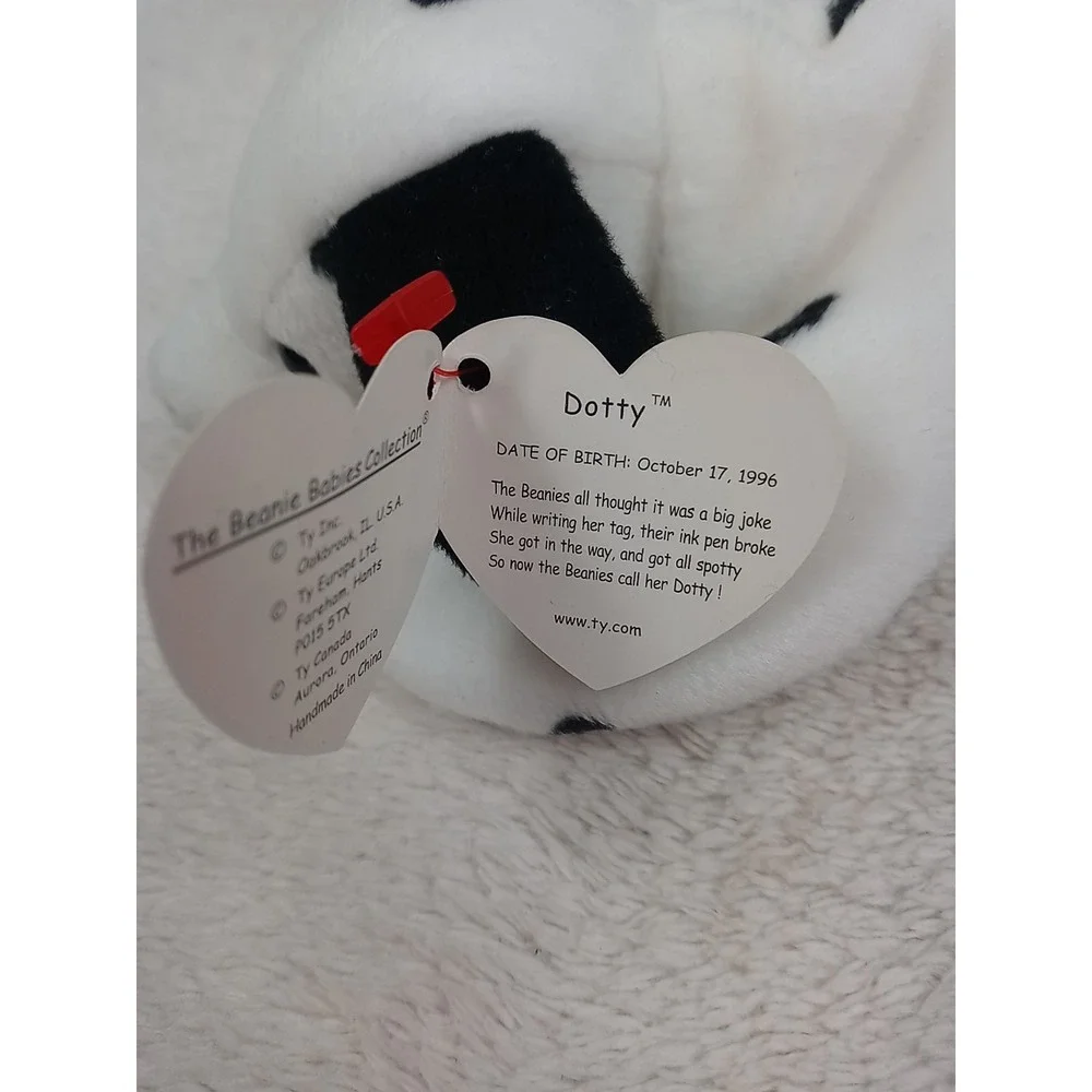 VTG Original Ty Beanie Babies Dotty The Dalmatian 1996 Stuffed Animal Dog Plush‎